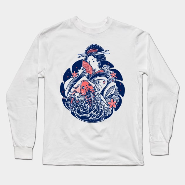 Geisha Tattoo Art Long Sleeve T-Shirt by BlackoutBrother